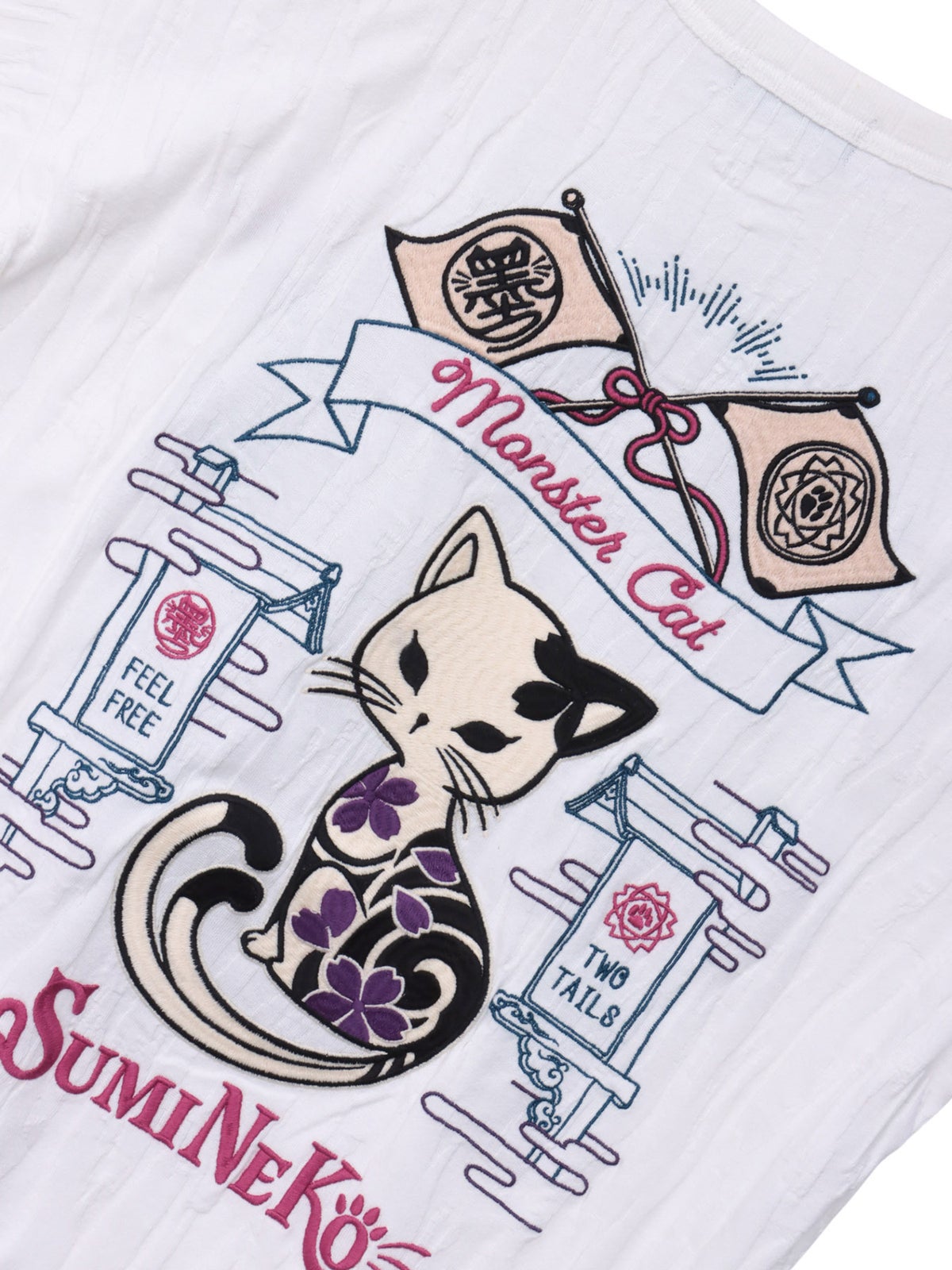 【SUMINEKO】“スミネコ”刺繍入りジャガードTシャツ