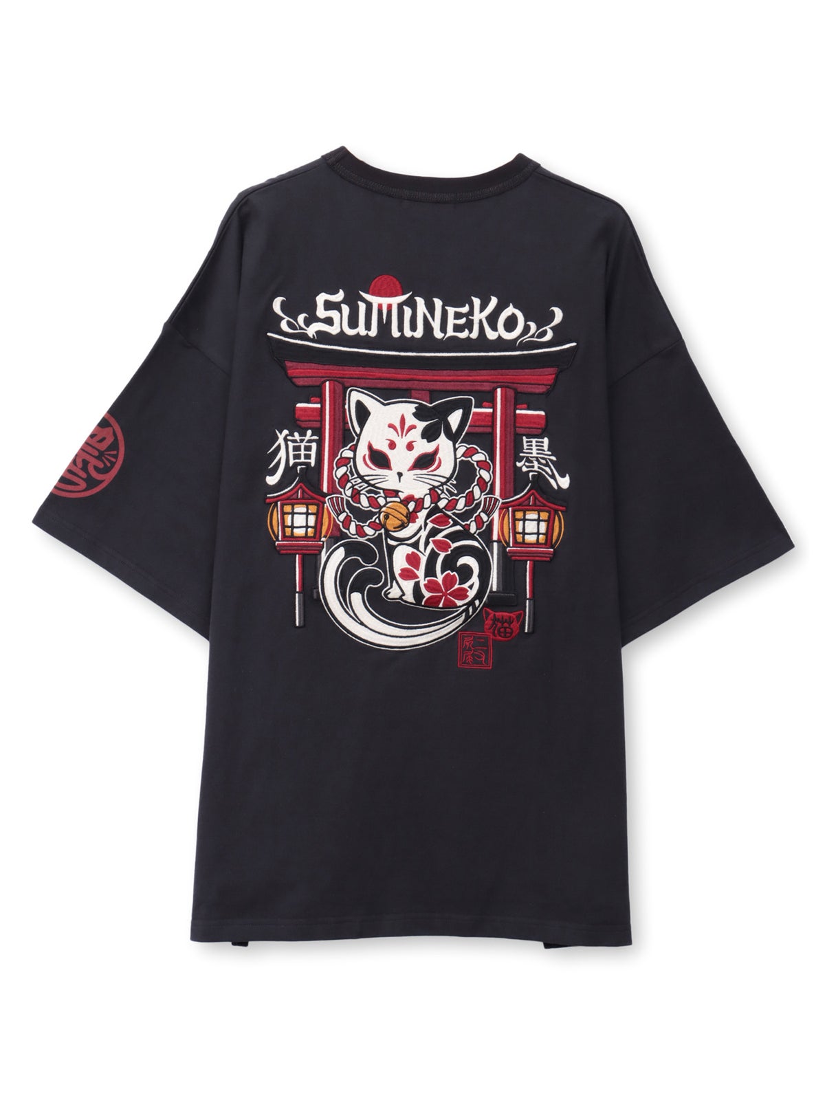 【SUMINEKO】“お猫様”刺繍入りBIGシルエットTシャツ