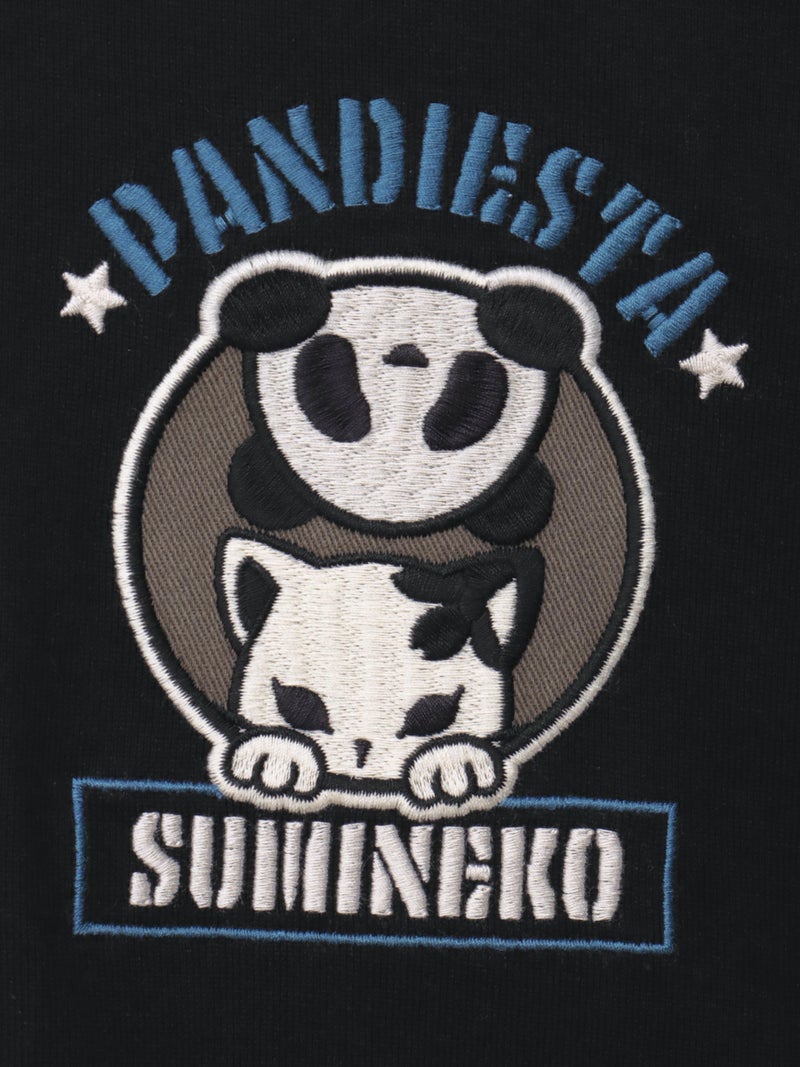 【SUMINEKO×PANDIESTA JAPAN】“スミネコとパンダ”ミリタリー風刺繍入りTシャツ