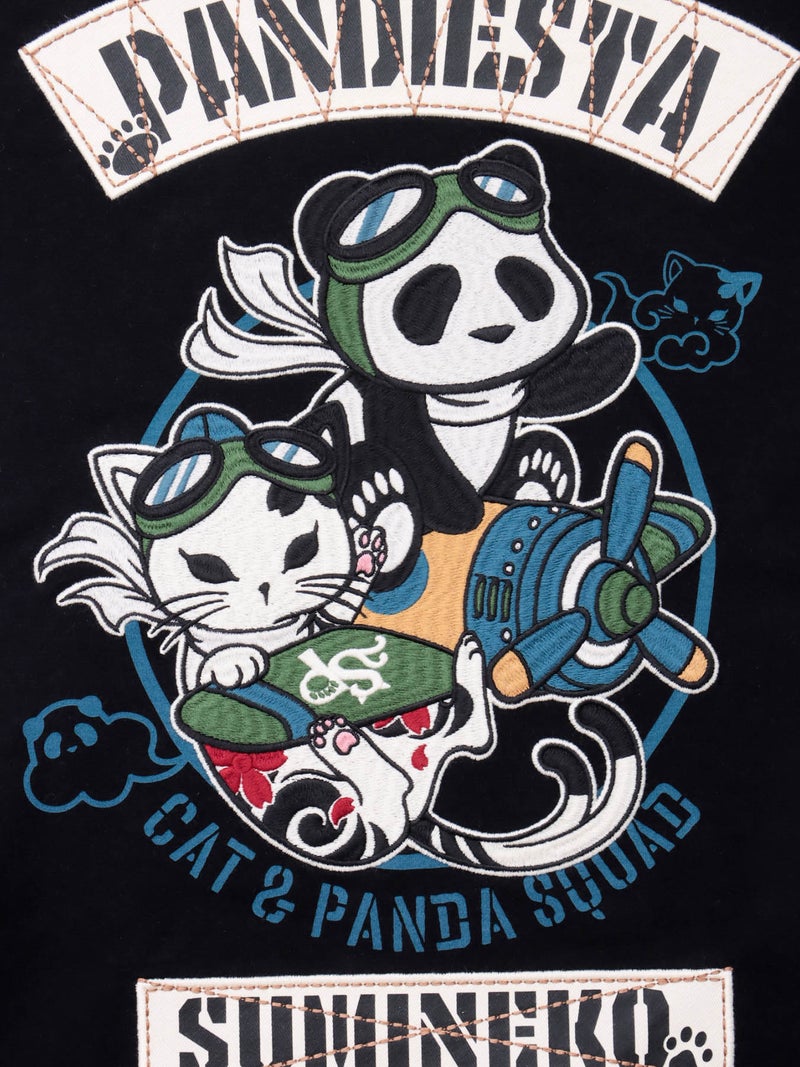 【SUMINEKO×PANDIESTA JAPAN】“スミネコとパンダ”ミリタリー風刺繍入りTシャツ