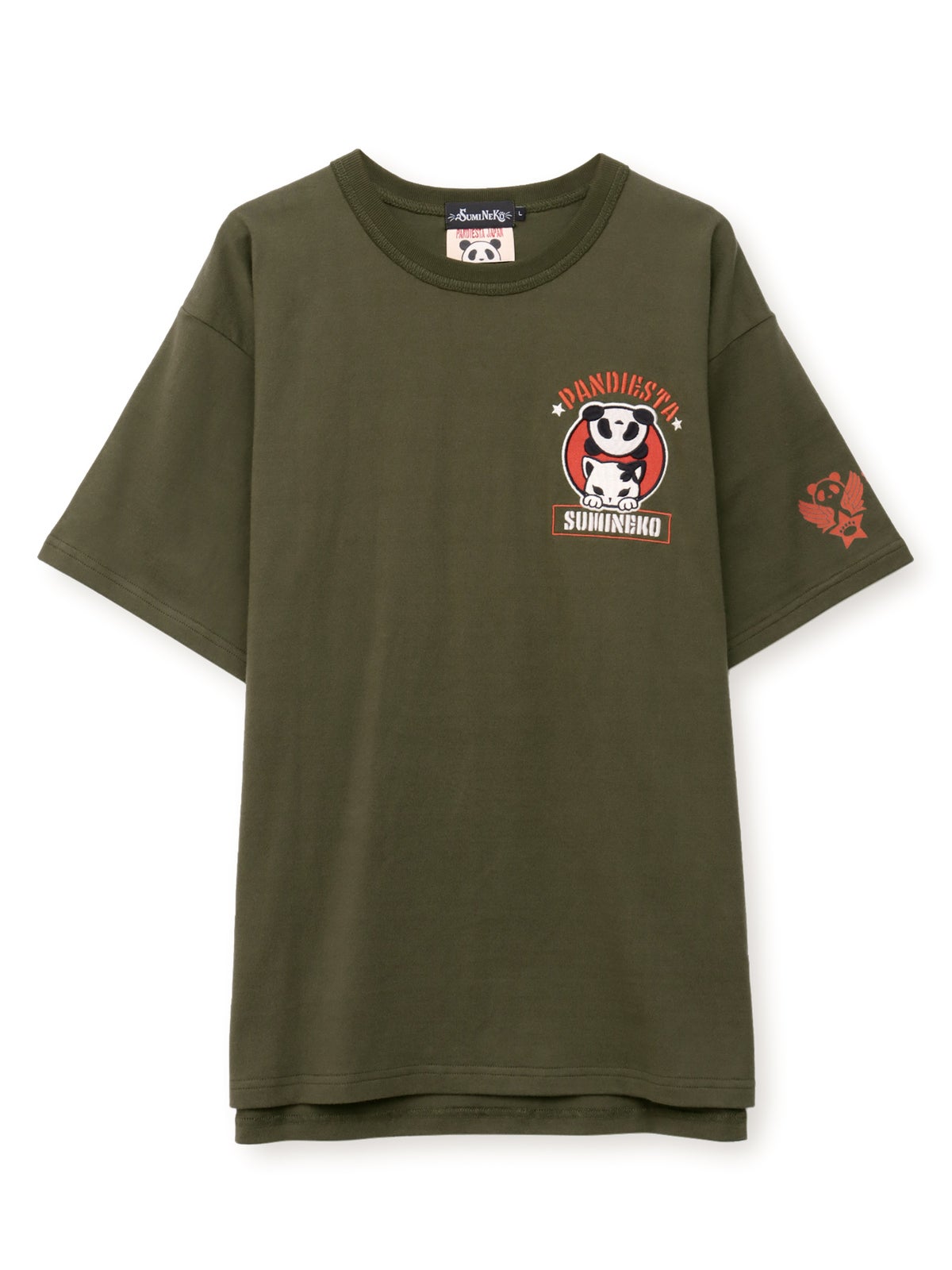 【SUMINEKO×PANDIESTA JAPAN】“スミネコとパンダ”ミリタリー風刺繍入りTシャツ
