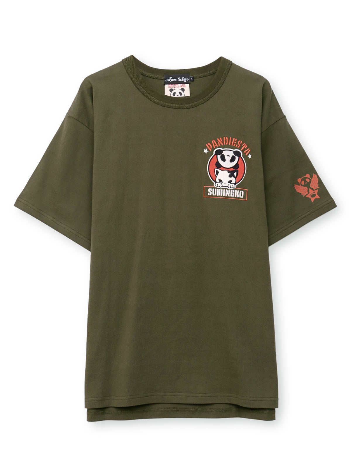 【SUMINEKO×PANDIESTA JAPAN】“スミネコとパンダ”ミリタリー風刺繍入りTシャツ