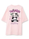 【SUMINEKO×PANDIESTA JAPAN】“スミネコとパンダ”ファー素材刺繍入りTシャツ