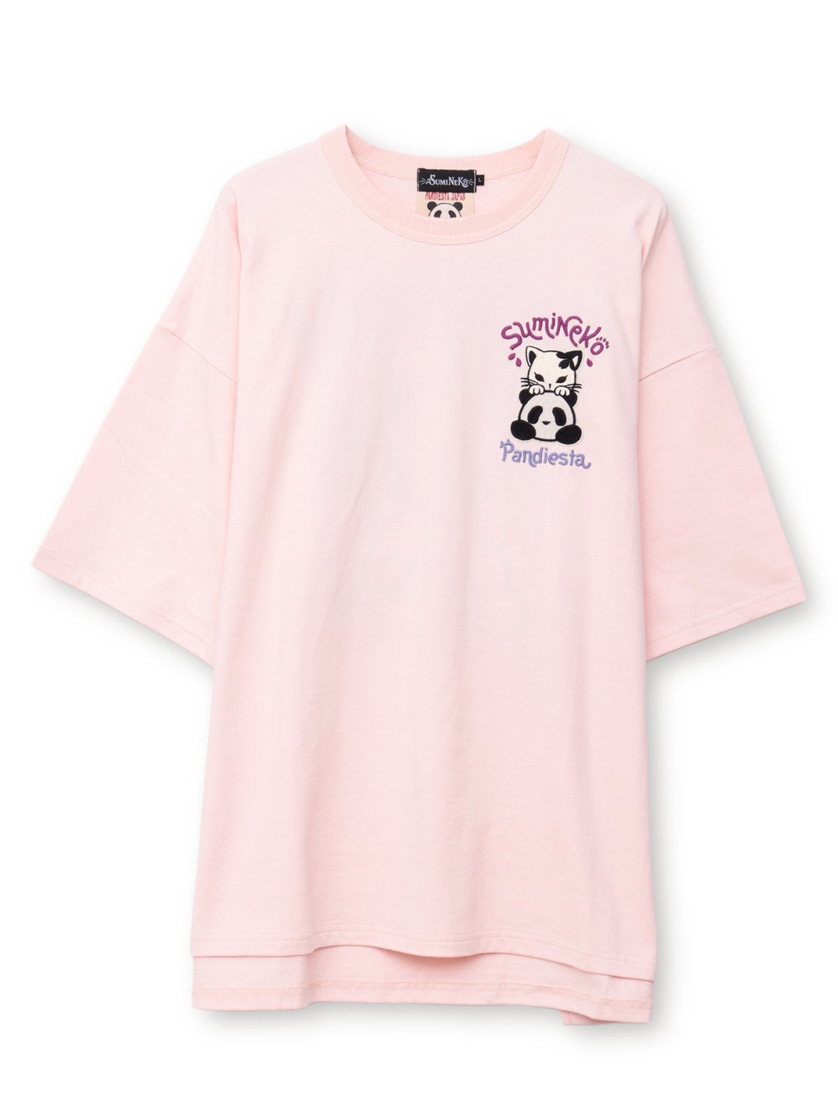 【SUMINEKO×PANDIESTA JAPAN】“スミネコとパンダ”ファー素材刺繍入りTシャツ