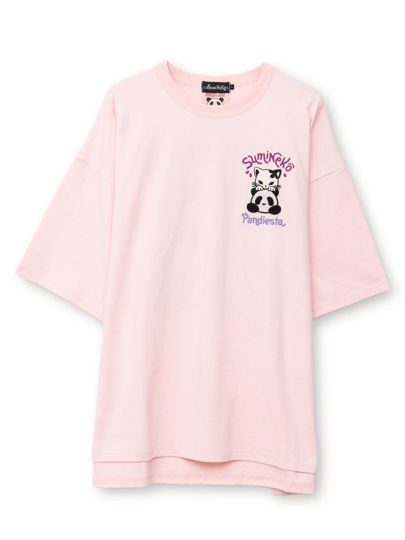 【SUMINEKO×PANDIESTA JAPAN】“スミネコとパンダ”ファー素材刺繍入りTシャツ
