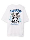 【SUMINEKO×PANDIESTA JAPAN】“スミネコとパンダ”ファー素材刺繍入りTシャツ
