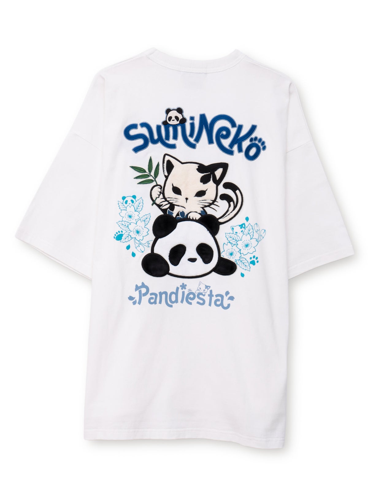 【SUMINEKO×PANDIESTA JAPAN】“スミネコとパンダ”ファー素材刺繍入りTシャツ