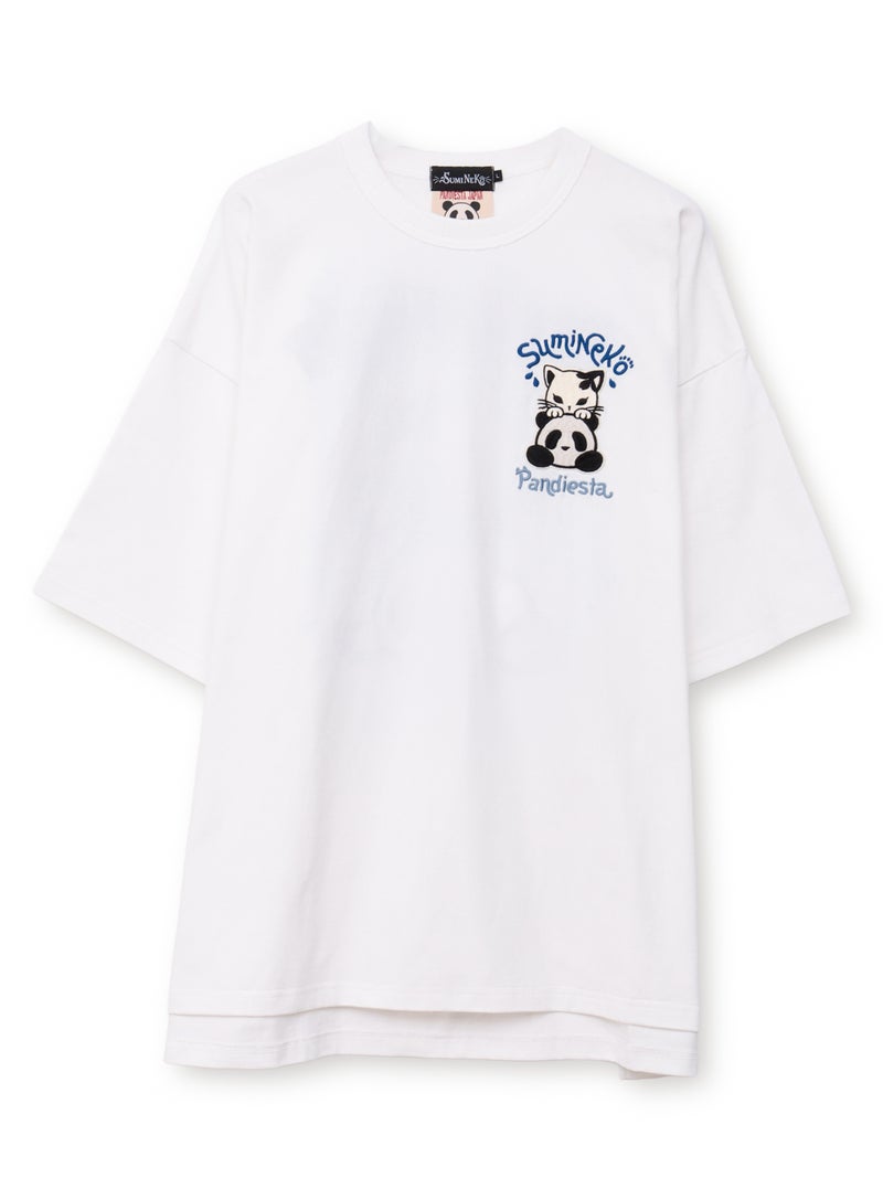 【SUMINEKO×PANDIESTA JAPAN】“スミネコとパンダ”ファー素材刺繍入りTシャツ