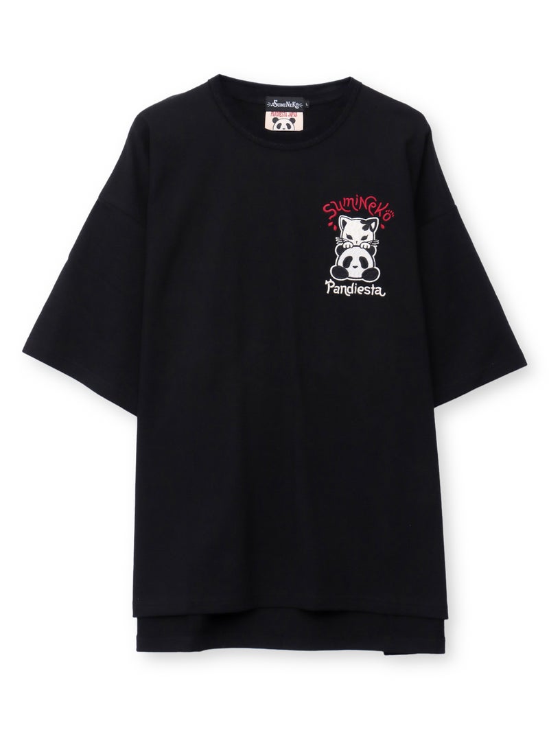 【SUMINEKO×PANDIESTA JAPAN】“スミネコとパンダ”ファー素材刺繍入りTシャツ