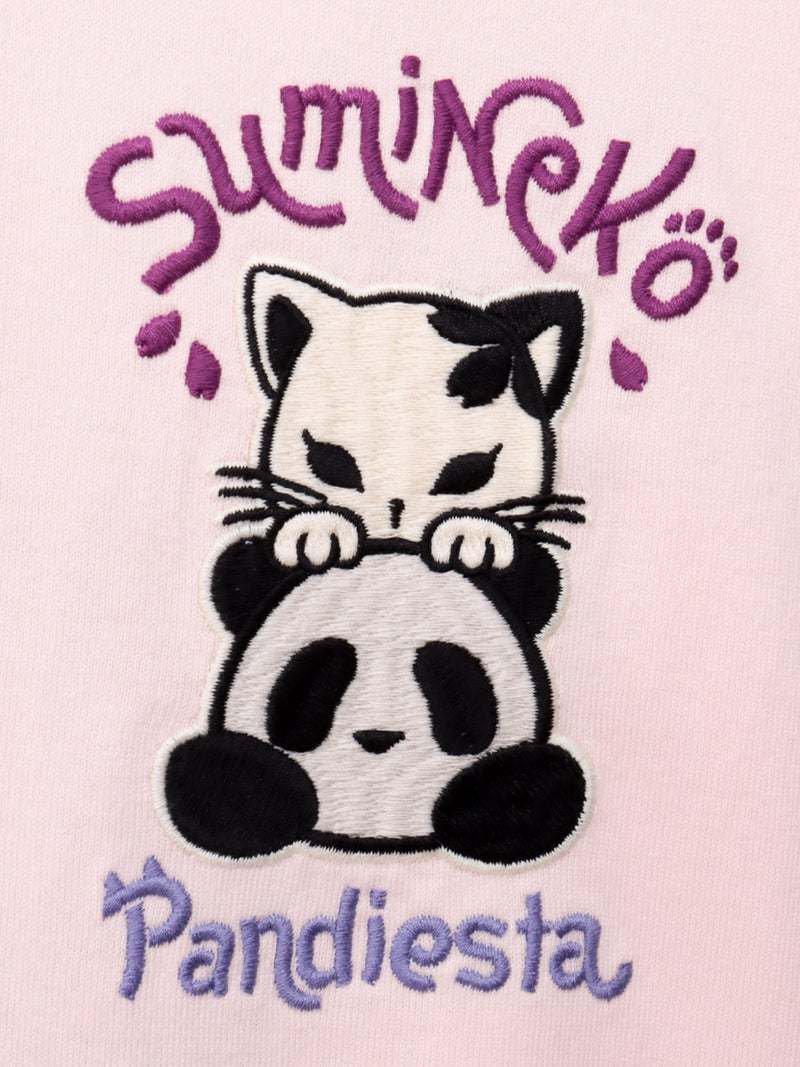 【SUMINEKO×PANDIESTA JAPAN】“スミネコとパンダ”ファー素材刺繍入りTシャツ