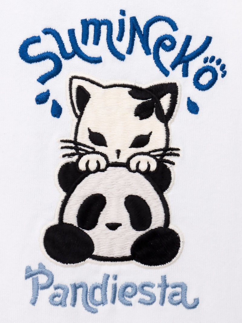 【SUMINEKO×PANDIESTA JAPAN】“スミネコとパンダ”ファー素材刺繍入りTシャツ
