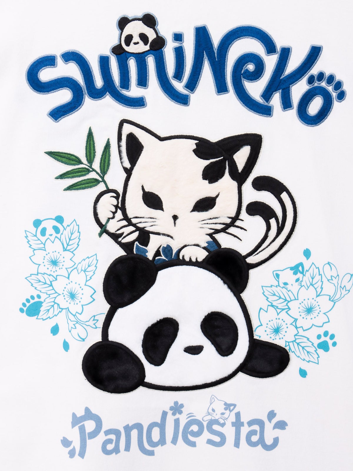 【SUMINEKO×PANDIESTA JAPAN】“スミネコとパンダ”ファー素材刺繍入りTシャツ