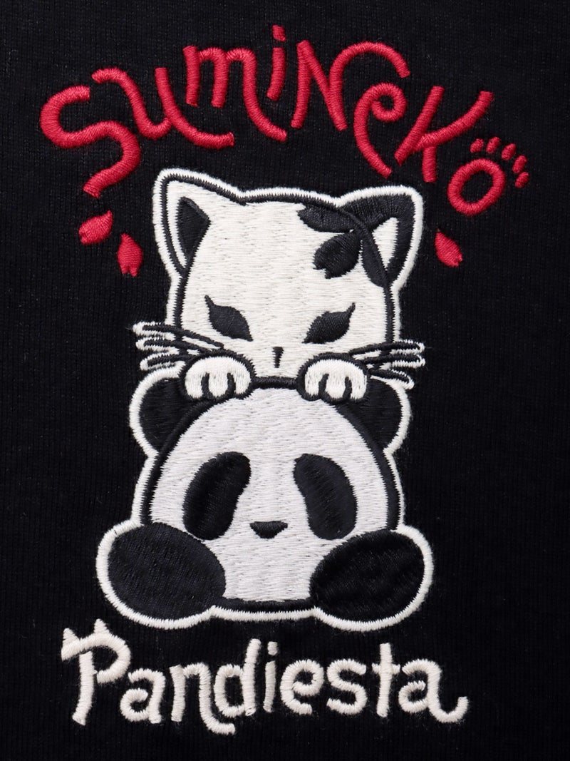 【SUMINEKO×PANDIESTA JAPAN】“スミネコとパンダ”ファー素材刺繍入りTシャツ