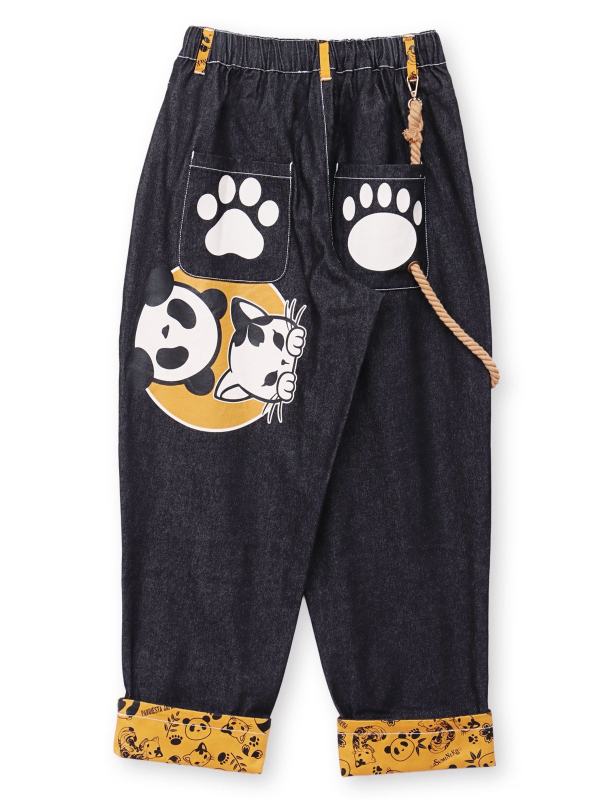  【SUMINEKO×PANDIESTA JAPAN】“スミネコとパンダ”ロープチャーム付きワイドデニムパンツ