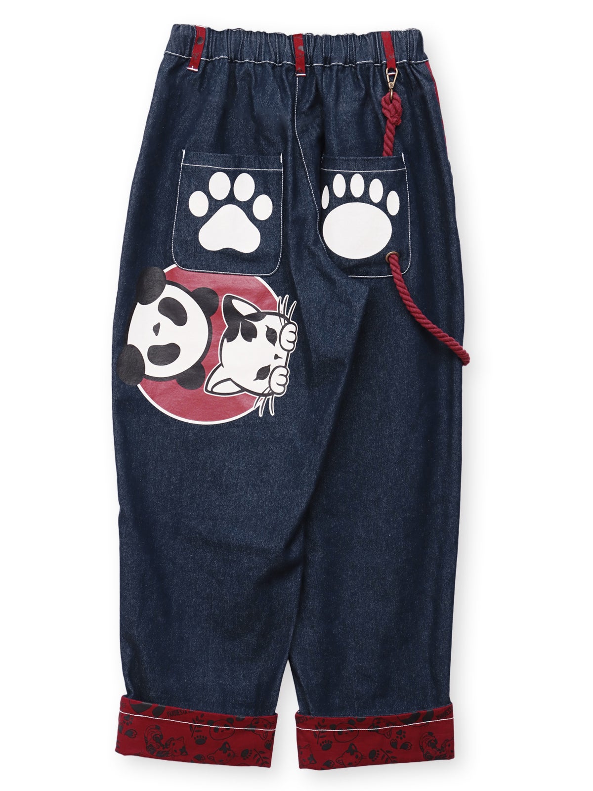  【SUMINEKO×PANDIESTA JAPAN】“スミネコとパンダ”ロープチャーム付きワイドデニムパンツ
