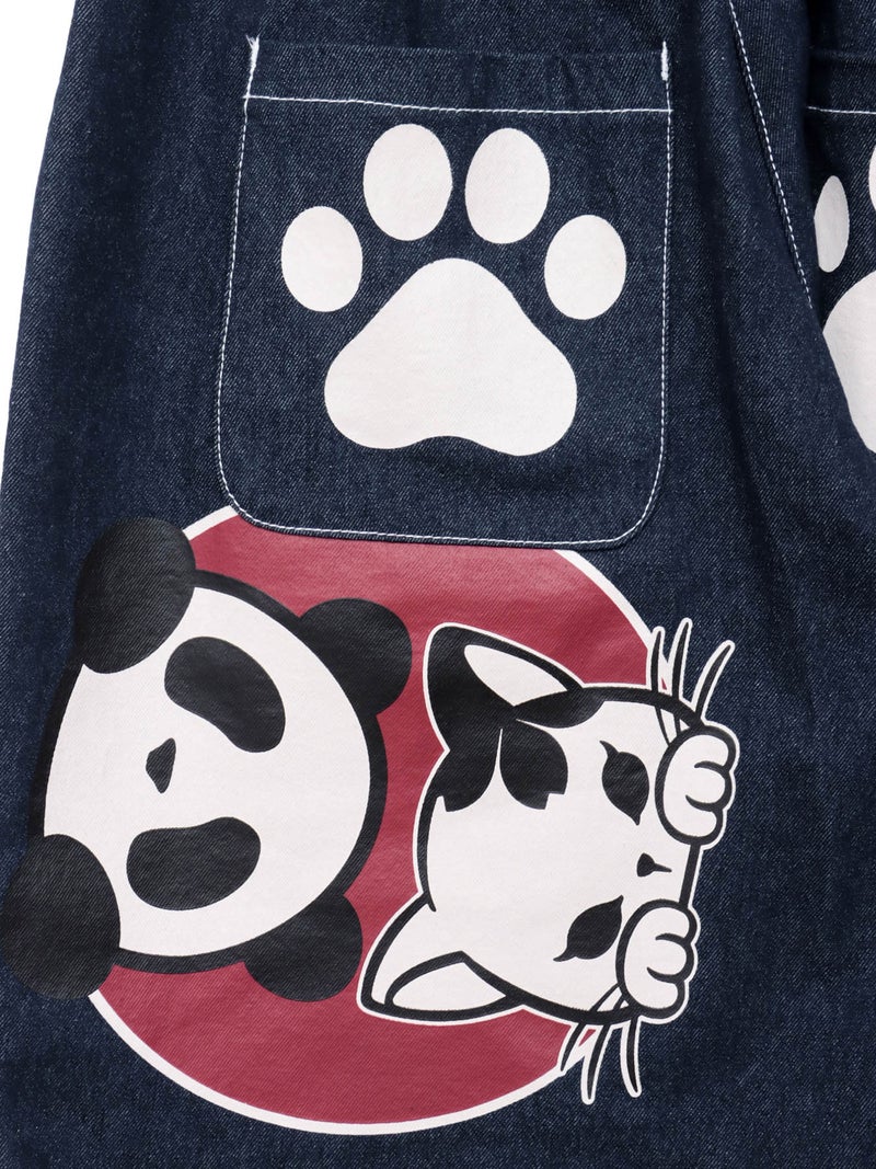  【SUMINEKO×PANDIESTA JAPAN】“スミネコとパンダ”ロープチャーム付きワイドデニムパンツ