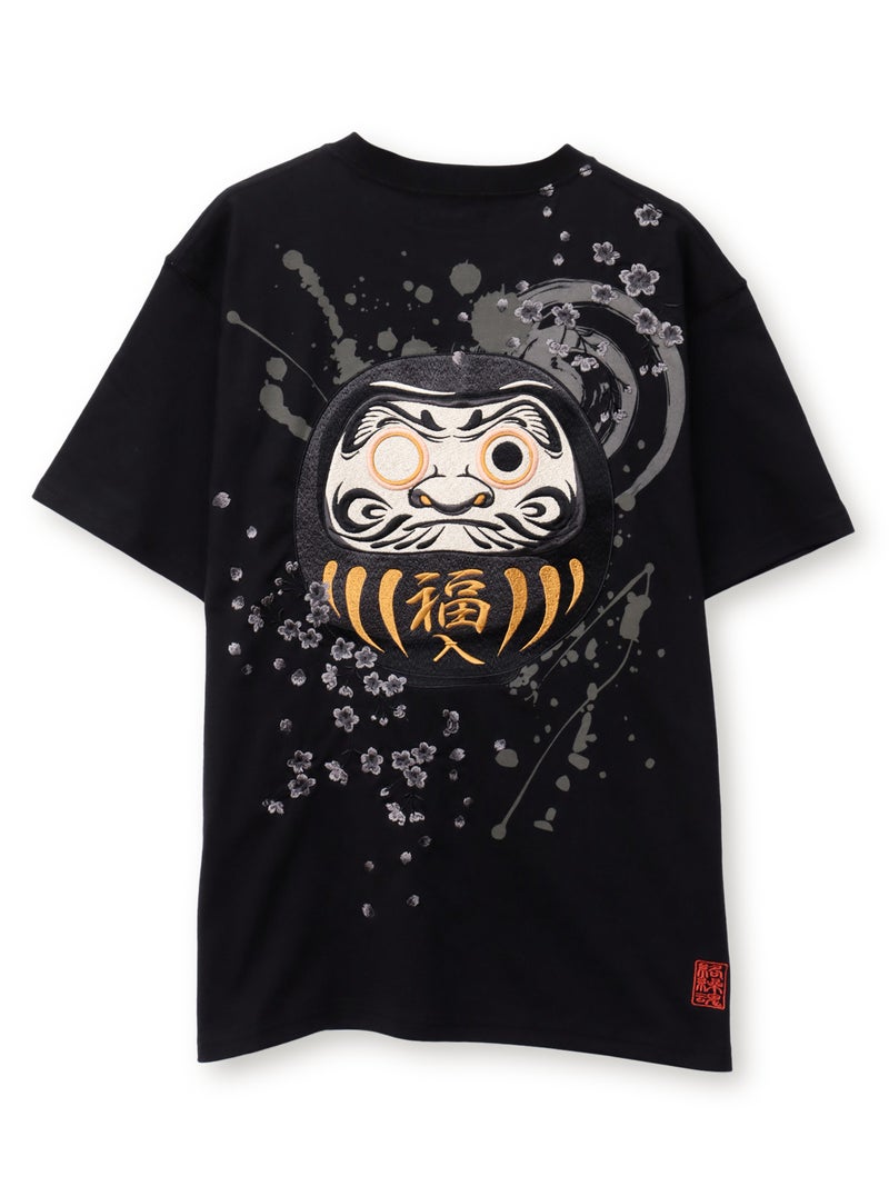 【絡繰魂】“幸運達磨”刺繍入り半袖Tシャツ