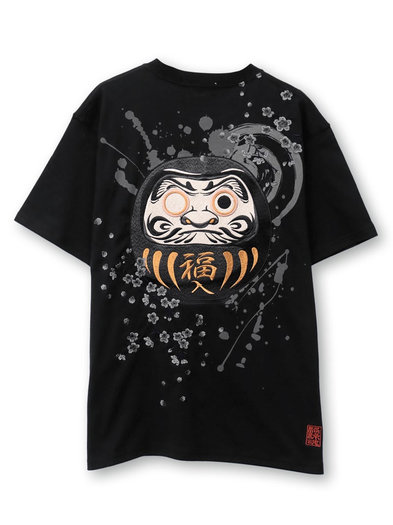 【絡繰魂】“幸運達磨”刺繍入り半袖Tシャツ