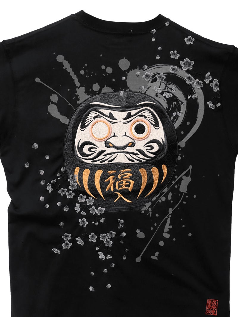 【絡繰魂】“幸運達磨”刺繍入り半袖Tシャツ