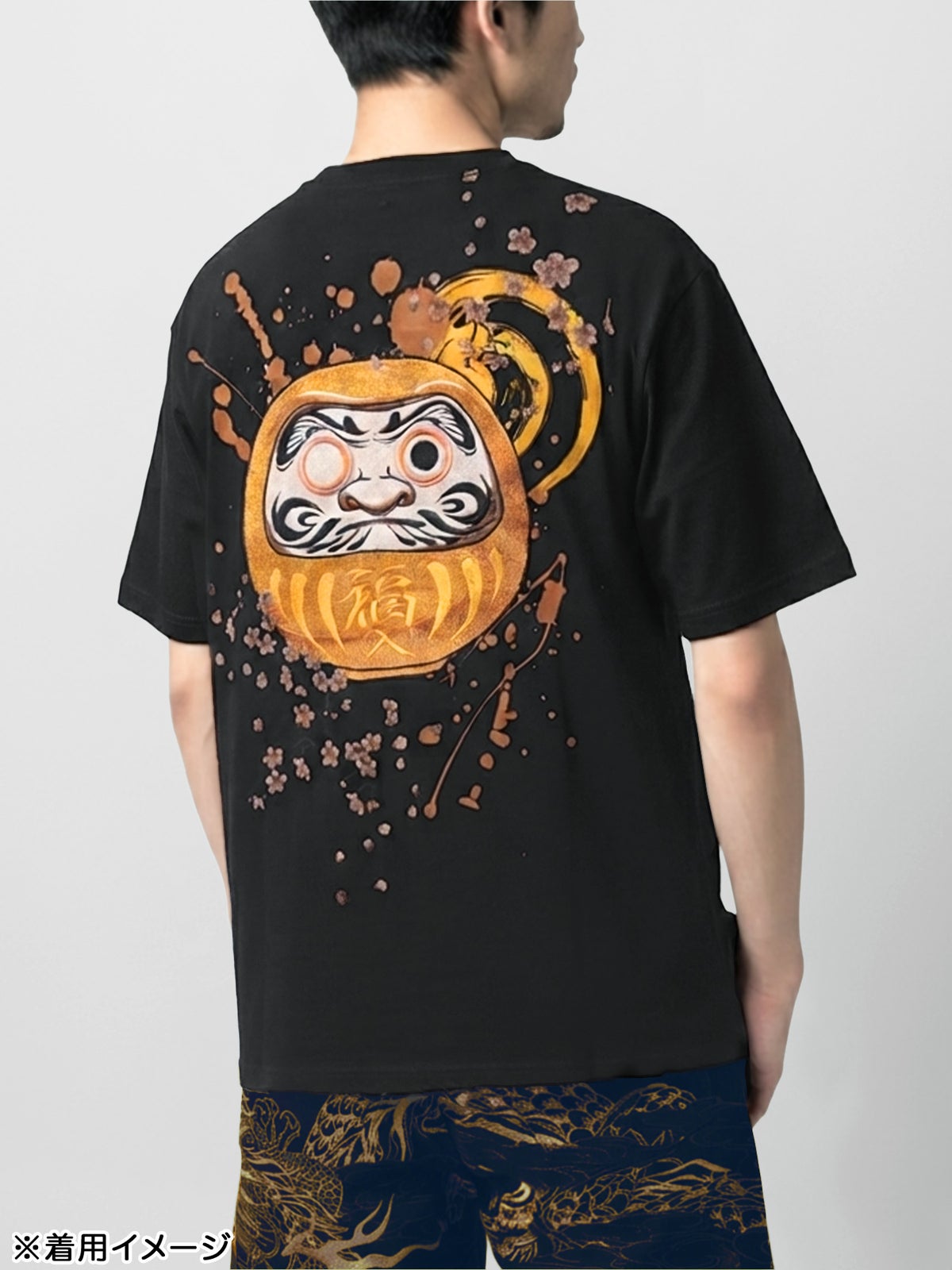 【絡繰魂】“幸運達磨”刺繍入り半袖Tシャツ