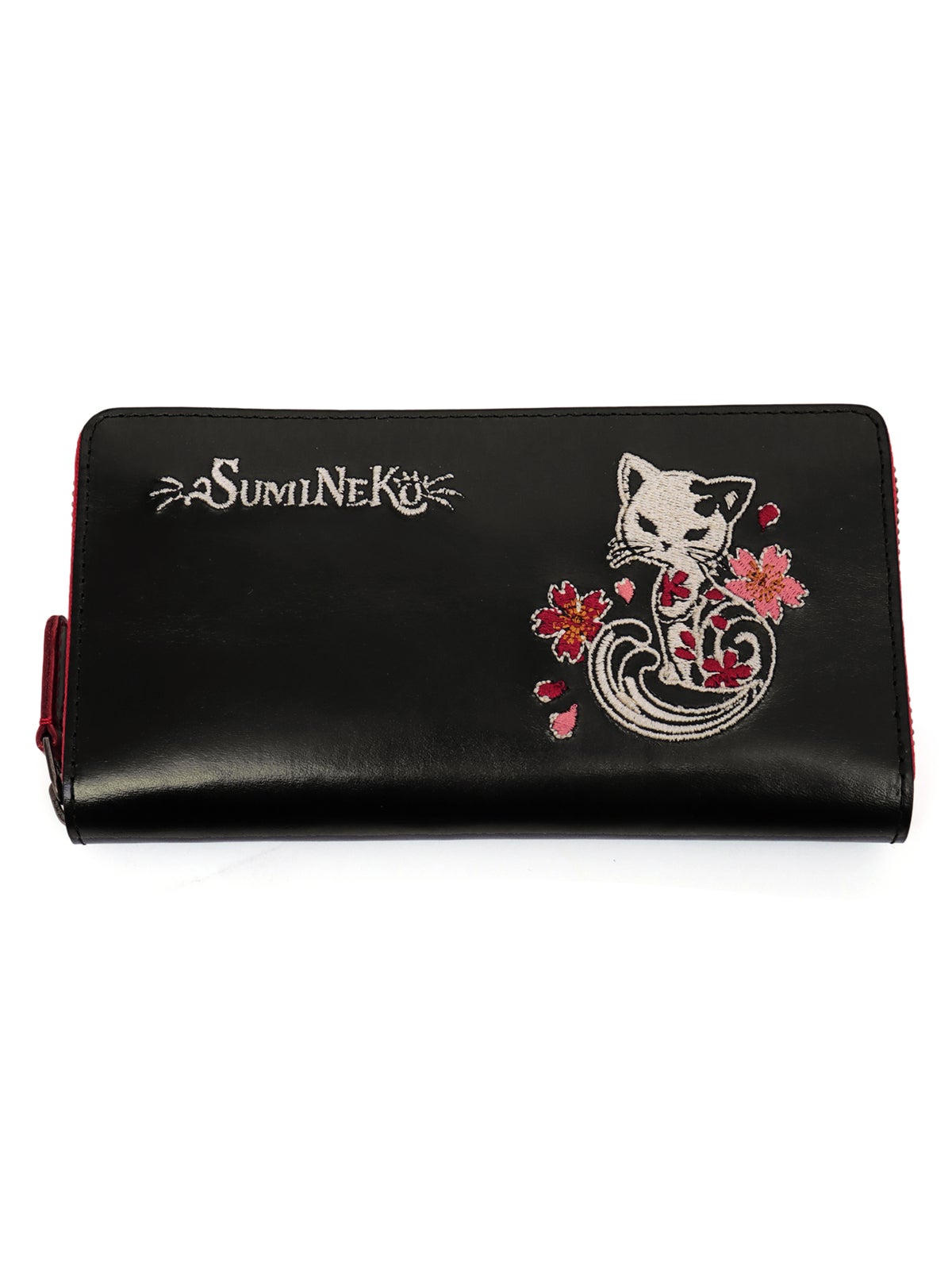  【SUMINEKO】“スミネコ”刺繍入りレザーウォレット