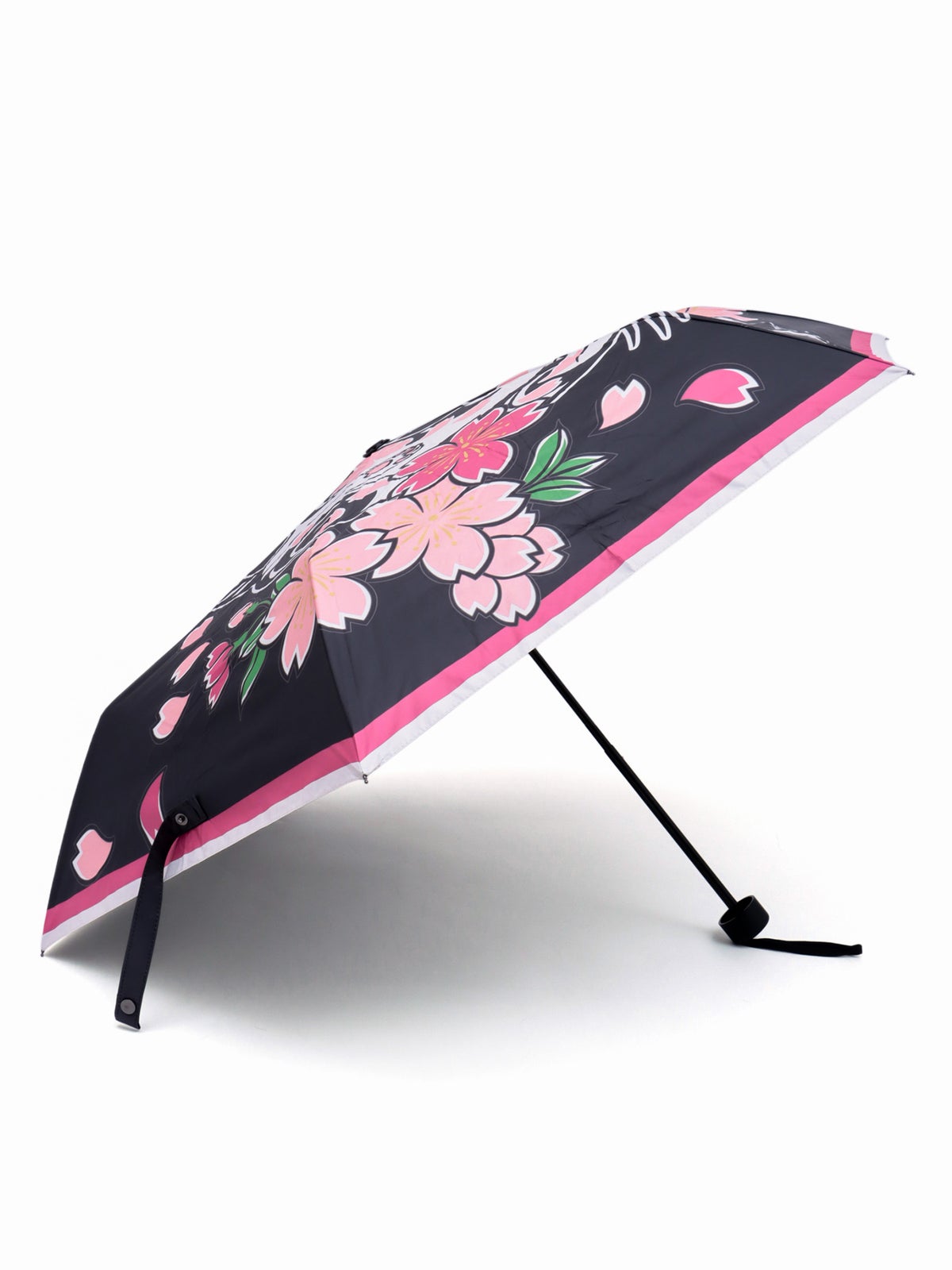 【SUMINEKO】“桜尽くし墨猫”晴雨兼用折りたたみ傘