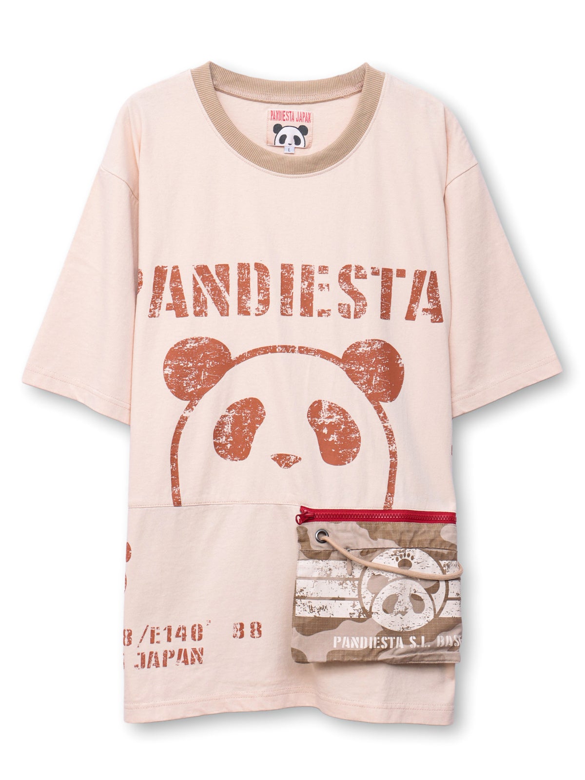 【PANDIESTA JAPAN】サコッシュ風ポケット付き カモ柄Tシャツ