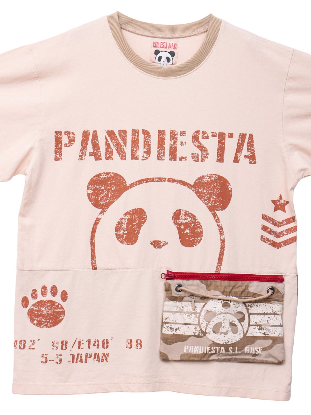【PANDIESTA JAPAN】サコッシュ風ポケット付き カモ柄Tシャツ