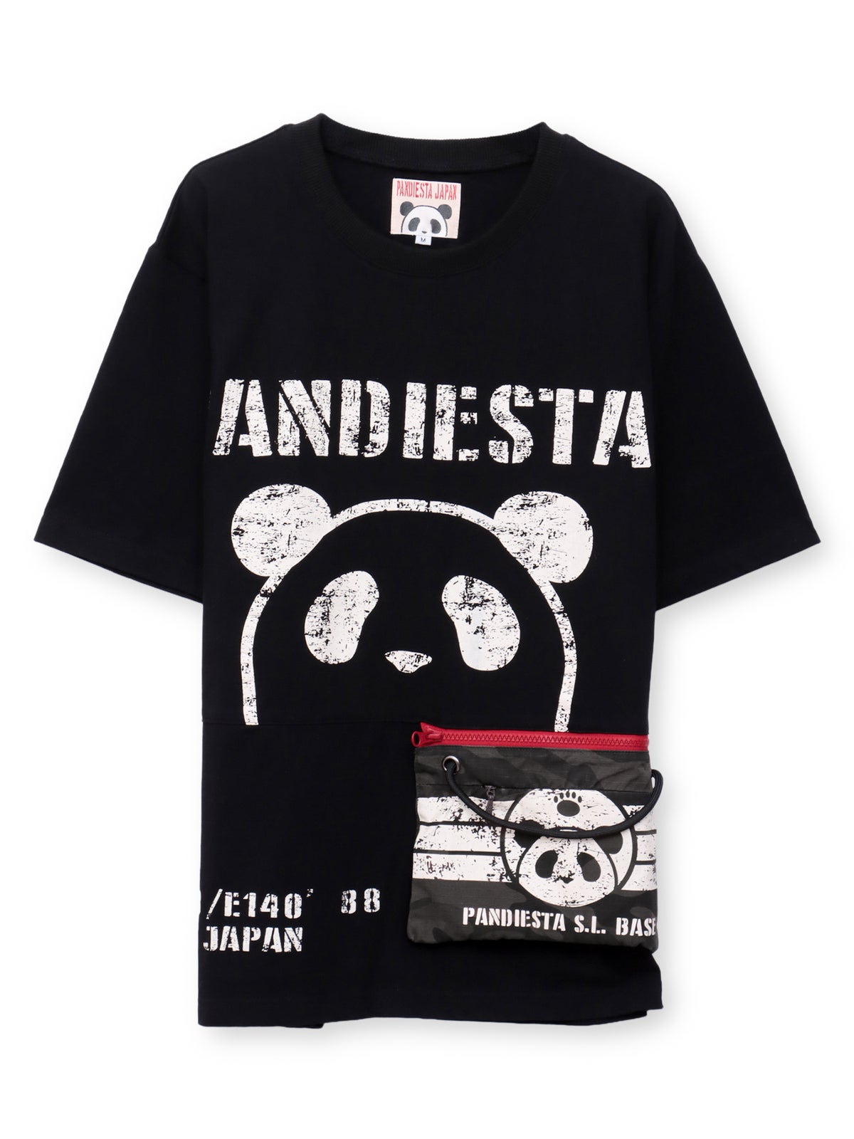 【PANDIESTA JAPAN】サコッシュ風ポケット付き カモ柄Tシャツ