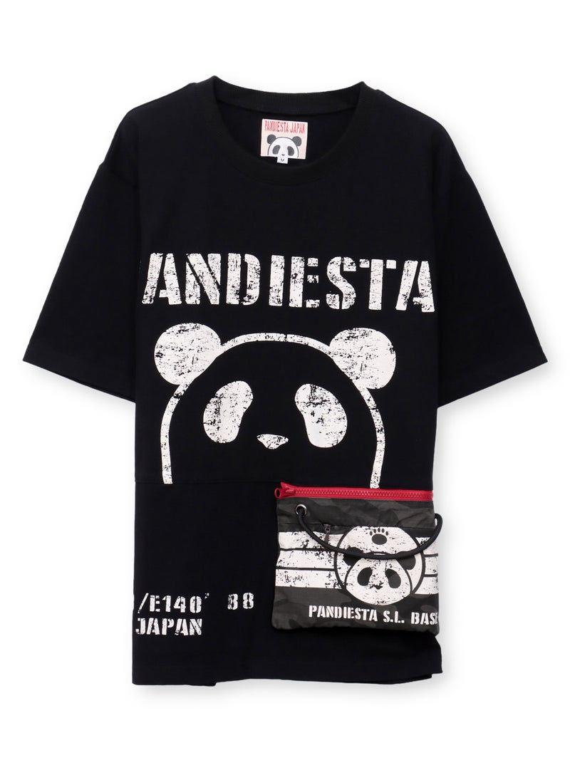 【PANDIESTA JAPAN】サコッシュ風ポケット付き カモ柄Tシャツ