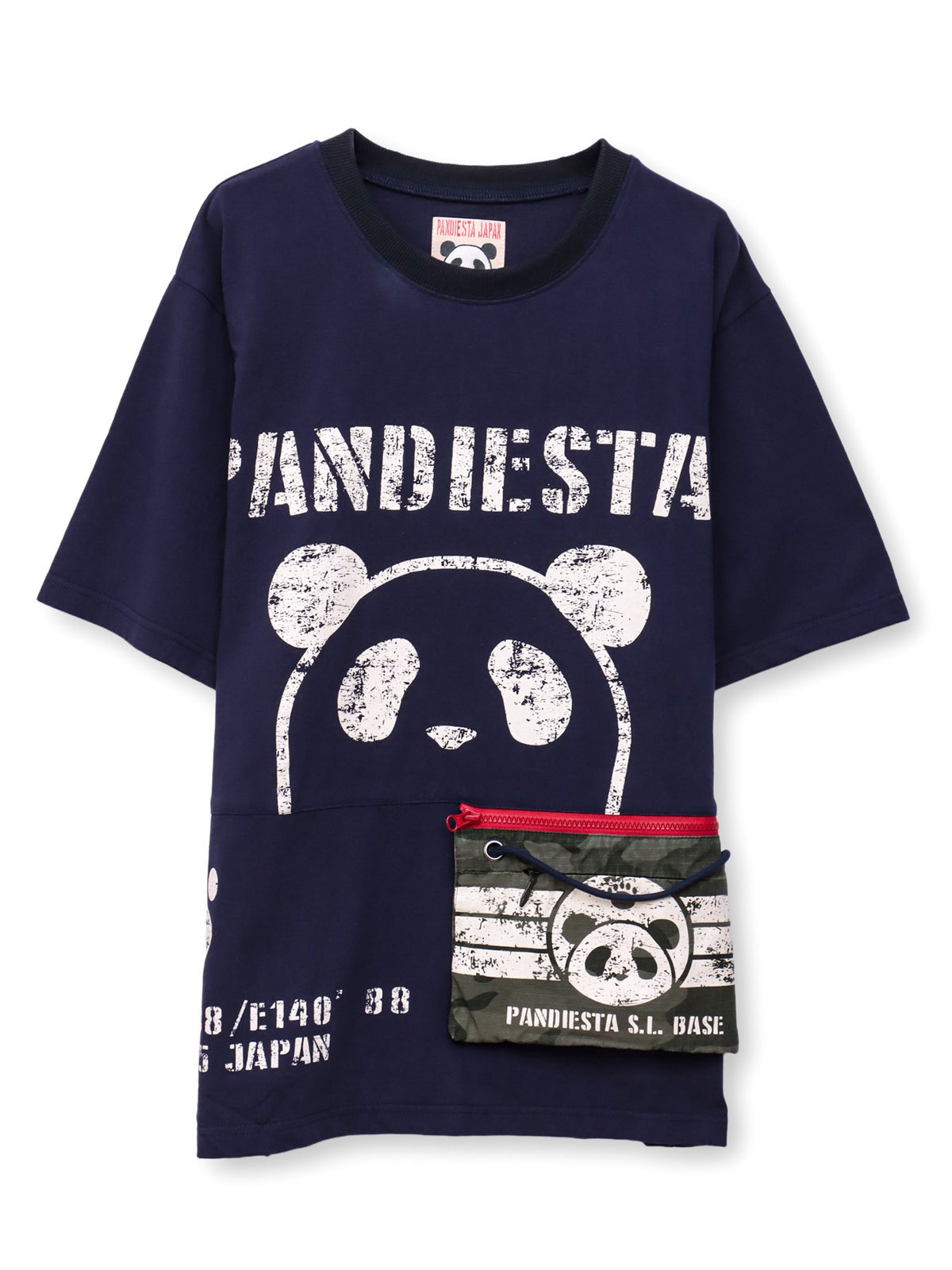 【PANDIESTA JAPAN】サコッシュ風ポケット付き カモ柄Tシャツ