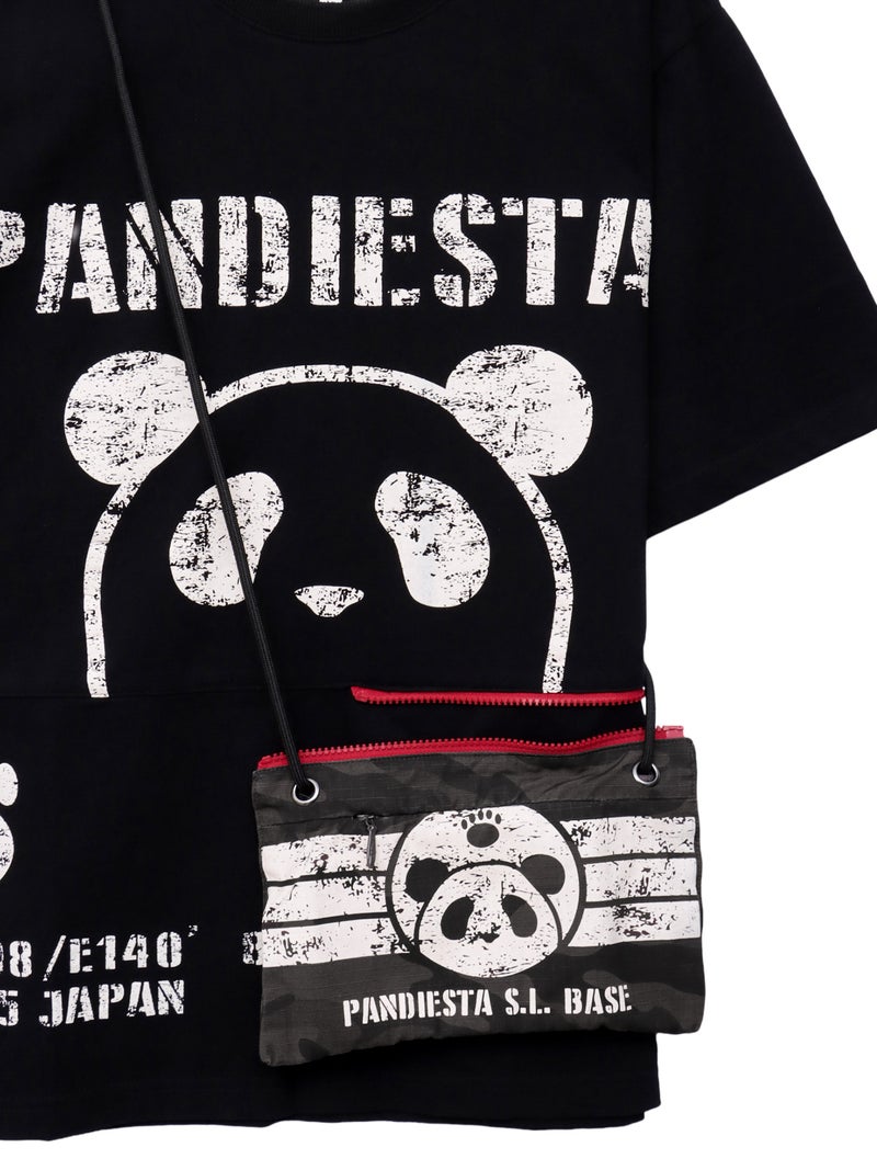 【PANDIESTA JAPAN】サコッシュ風ポケット付き カモ柄Tシャツ