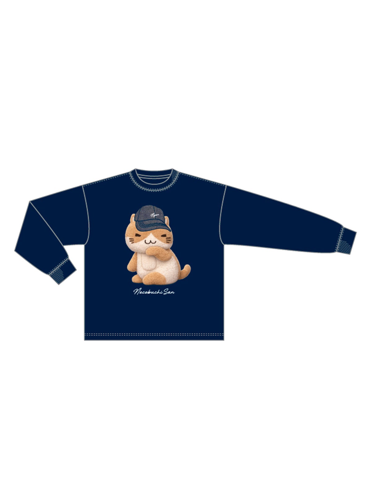 【NECOBUCHI-SAN】デニムキャップ猫渕さんプリントロンT