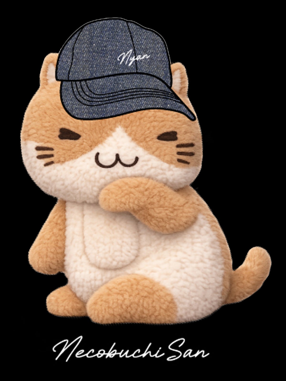 【NECOBUCHI-SAN】デニムキャップ猫渕さんプリントロンT