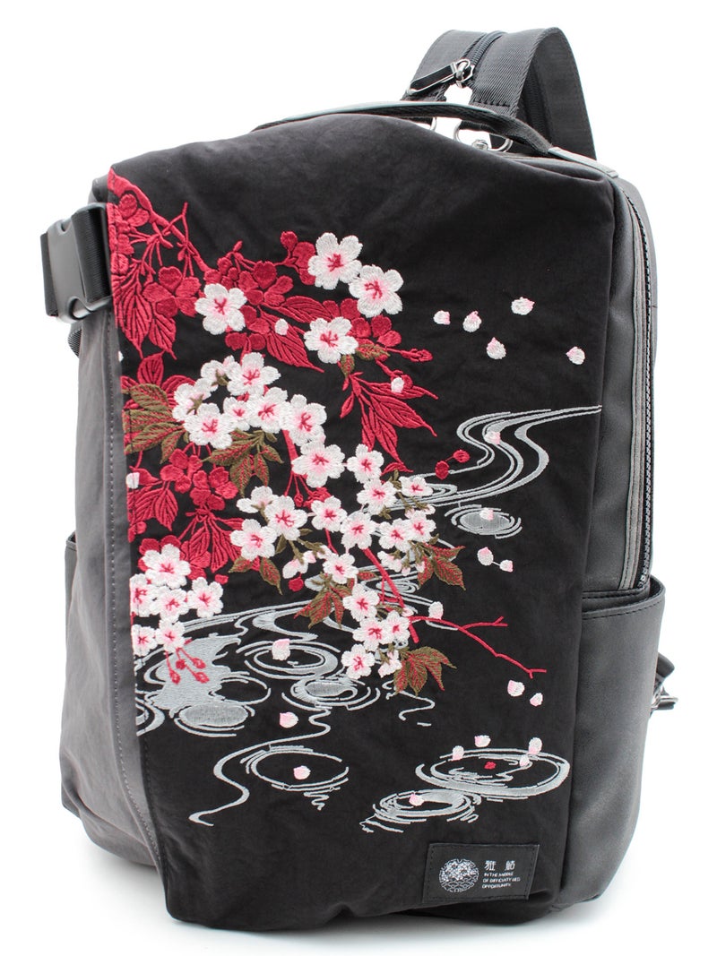 【雅結】桜刺繍 BIG 2WAYスクエアボディバッグ