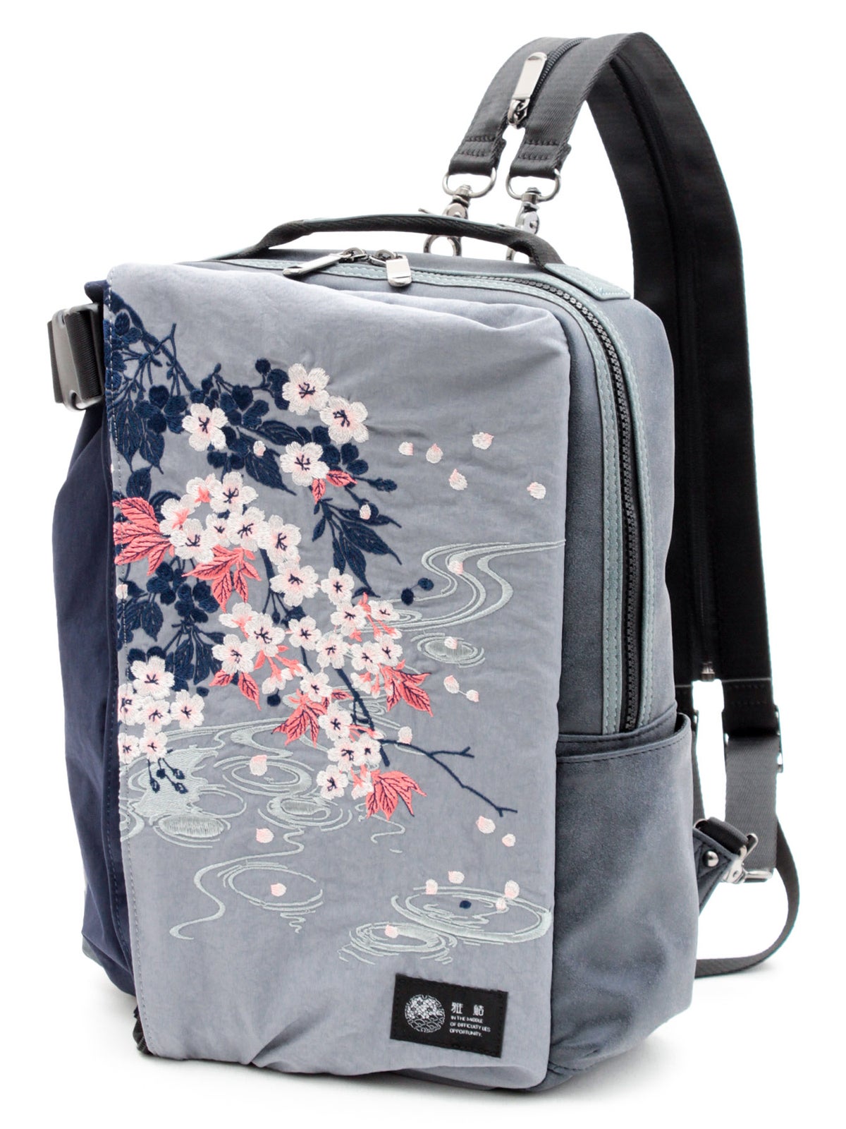 【雅結】桜刺繍 BIG 2WAYスクエアボディバッグ
