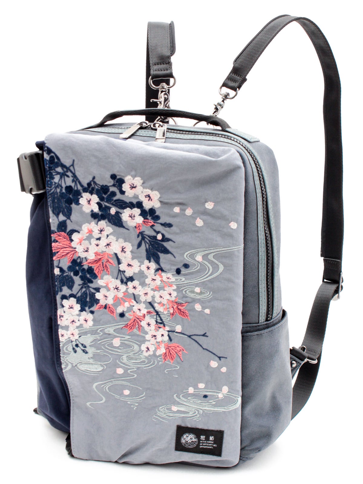 【雅結】桜刺繍 BIG 2WAYスクエアボディバッグ