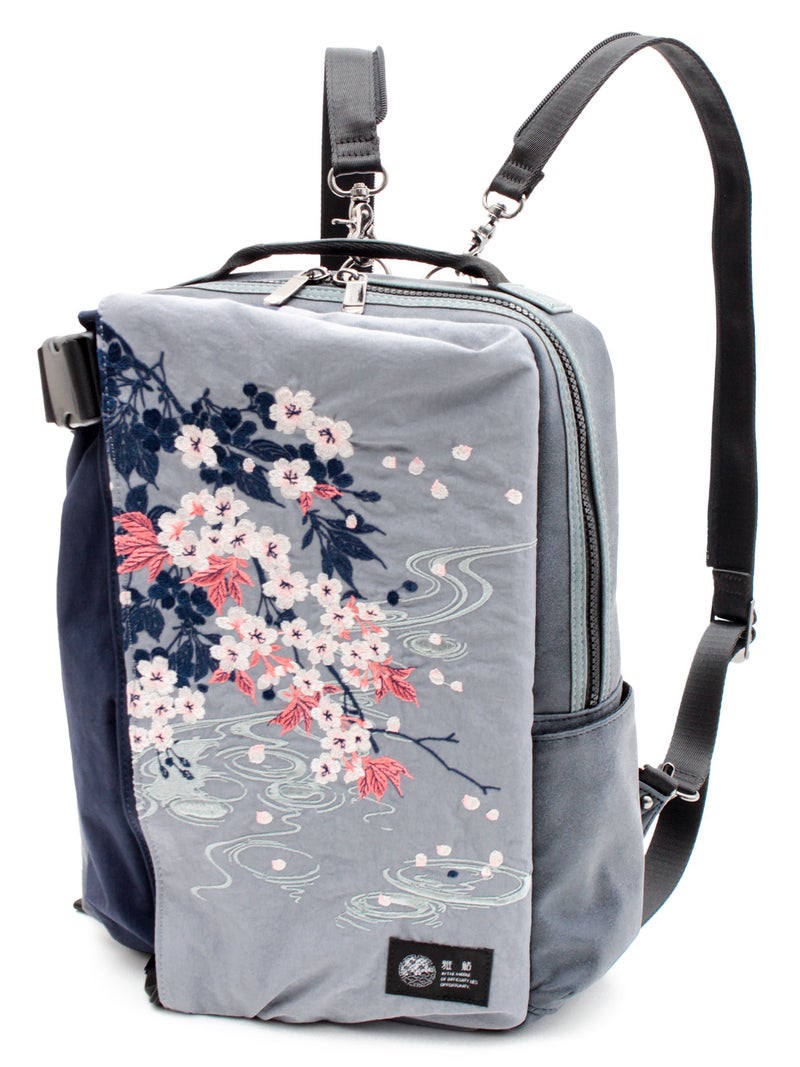 【雅結】桜刺繍 BIG 2WAYスクエアボディバッグ