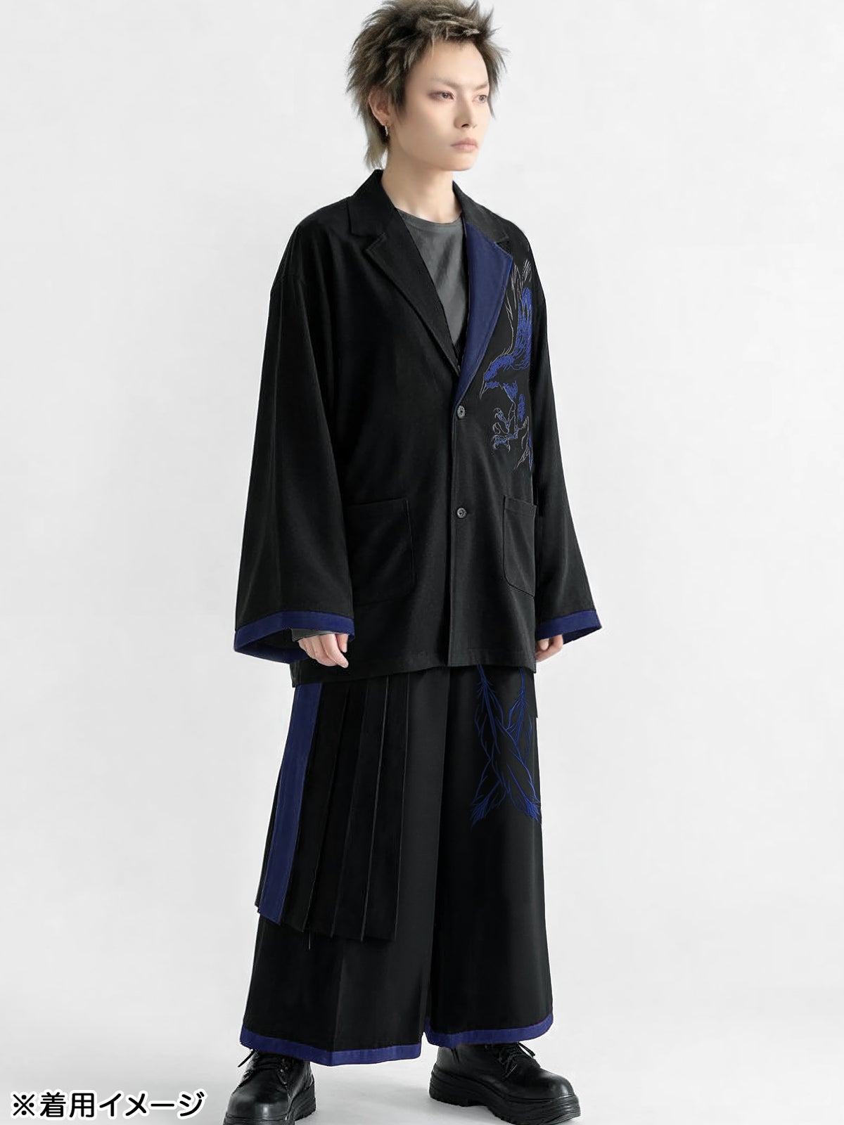 【雅結 -EN-】“八咫烏”刺繍入りキモノスリーブテーラードジャケット
