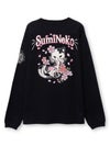 【SUMINEKO】“桜尽くし墨猫”刺繍入りBIGシルエットロンT