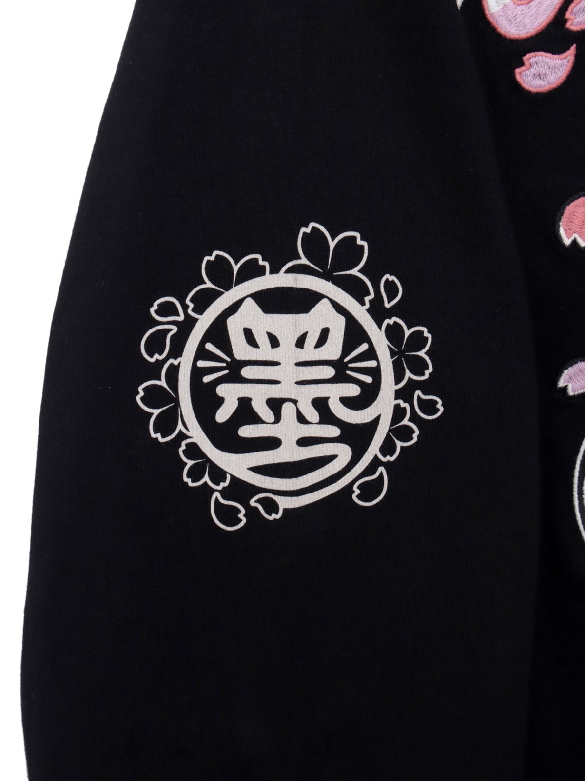 【SUMINEKO】“桜尽くし墨猫”刺繍入りBIGシルエットロンT