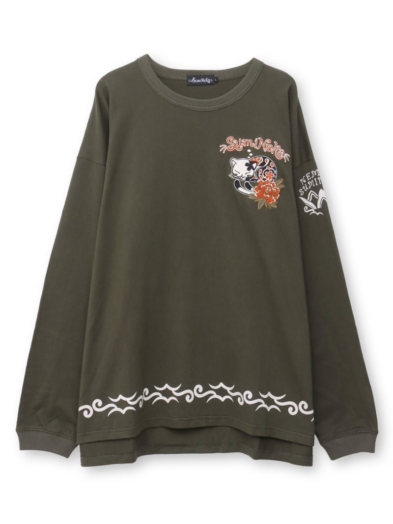 【SUMINEKO】“眠り猫”刺繍入りBIGシルエットロンT