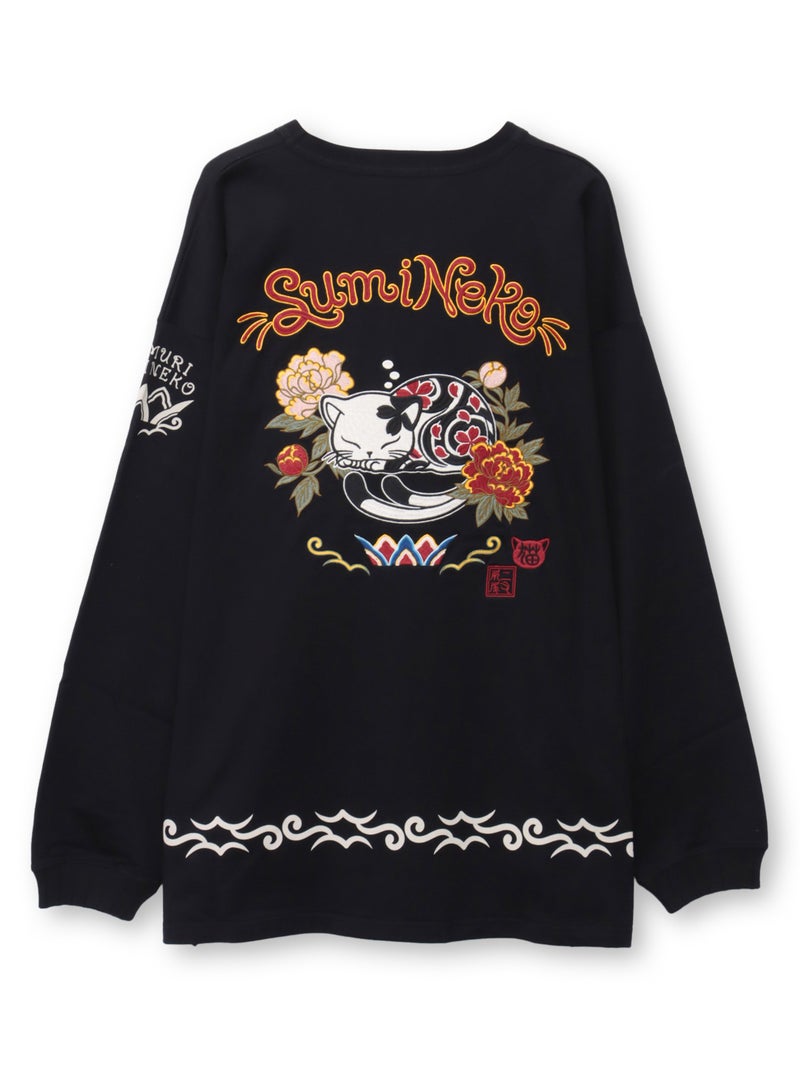 【SUMINEKO】“眠り猫”刺繍入りBIGシルエットロンT