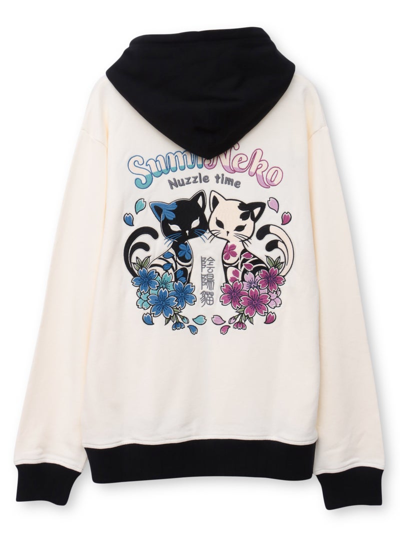 【SUMINEKO】“陰陽猫”総刺繍ZIPパーカー