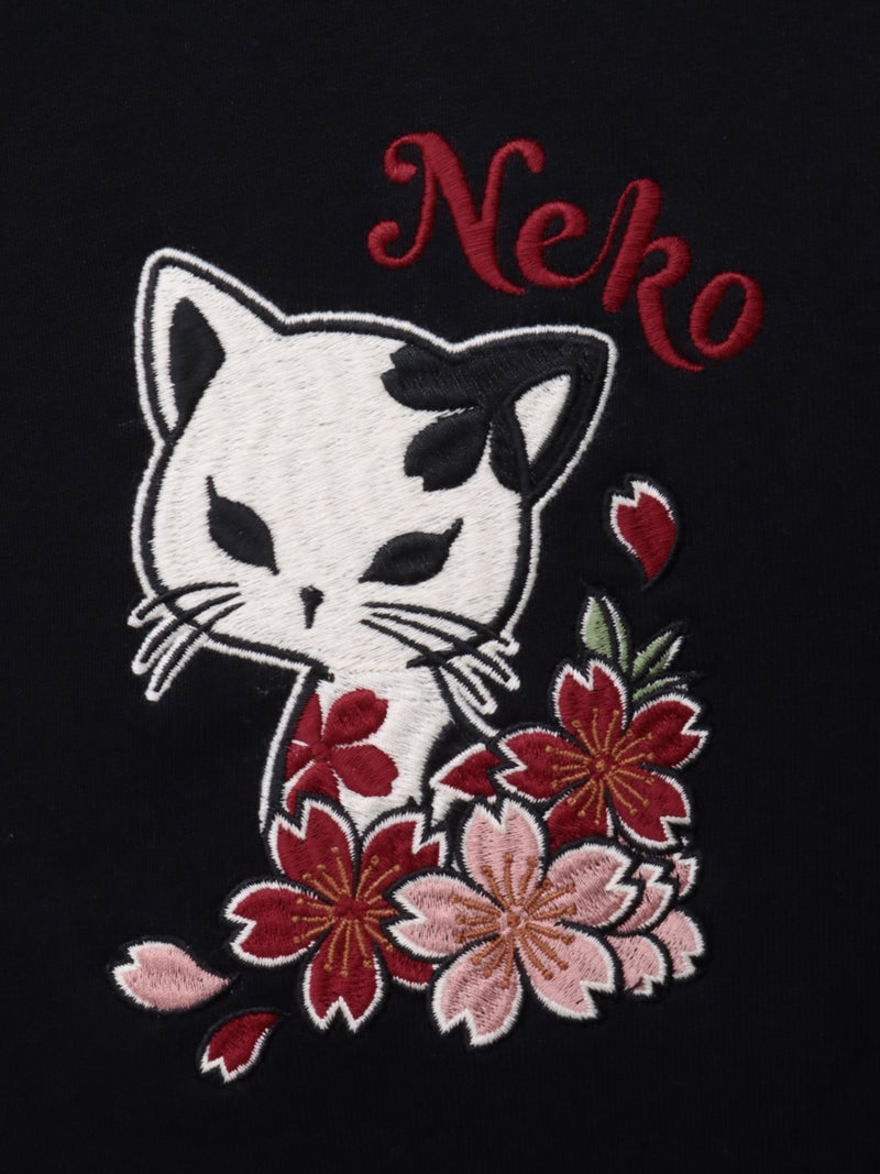 【SUMINEKO】“陰陽猫”総刺繍ZIPパーカー