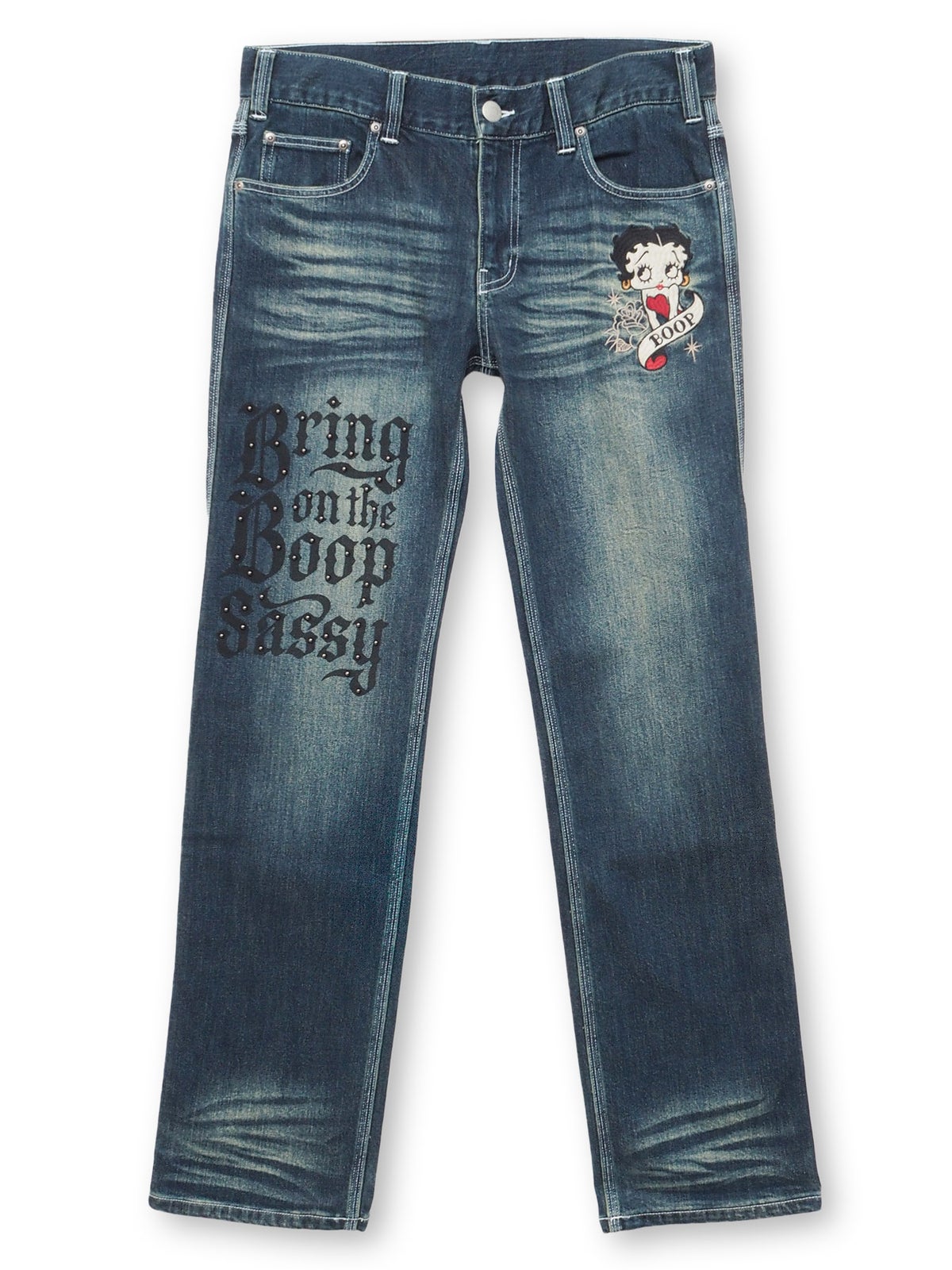 【BETTY BOOP】スタッズ付き刺繍入りデニムパンツ