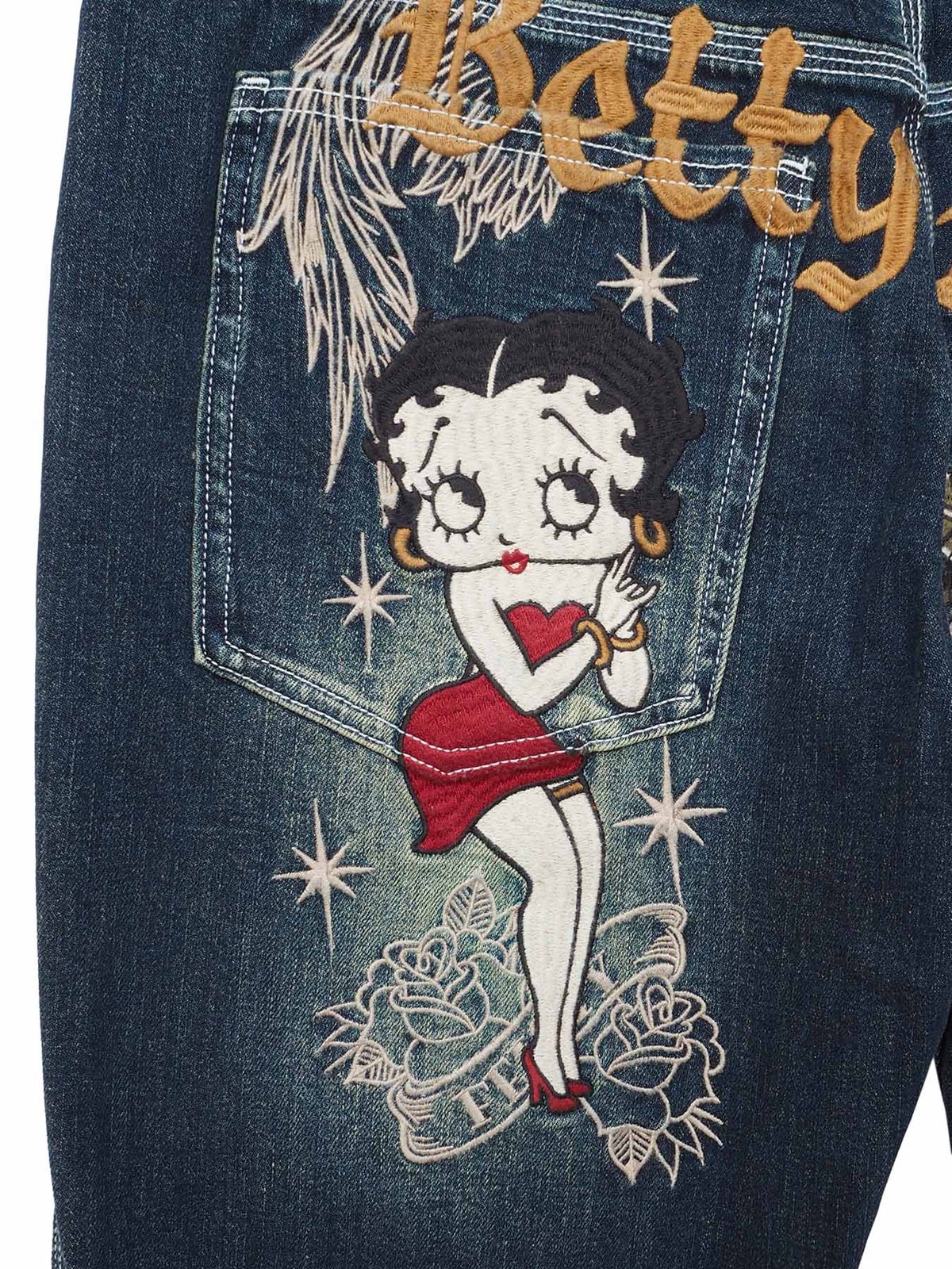 【BETTY BOOP】スタッズ付き刺繍入りデニムパンツ