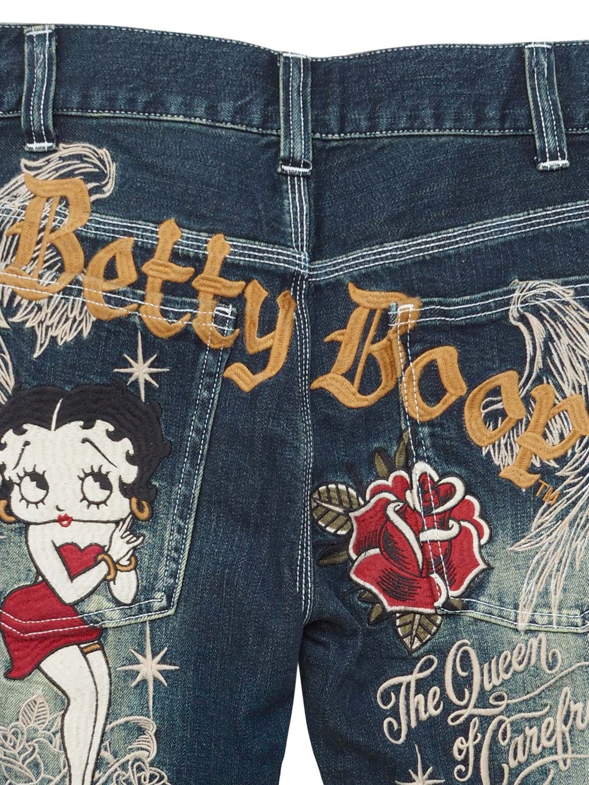 【BETTY BOOP】スタッズ付き刺繍入りデニムパンツ