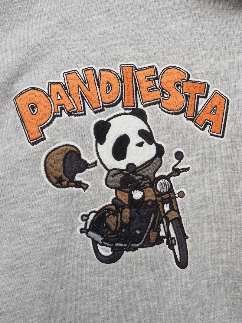 【PANDIESTA JAPAN】“タンデムバイクパンダ”ミリタリー風刺入りZIPパーカー