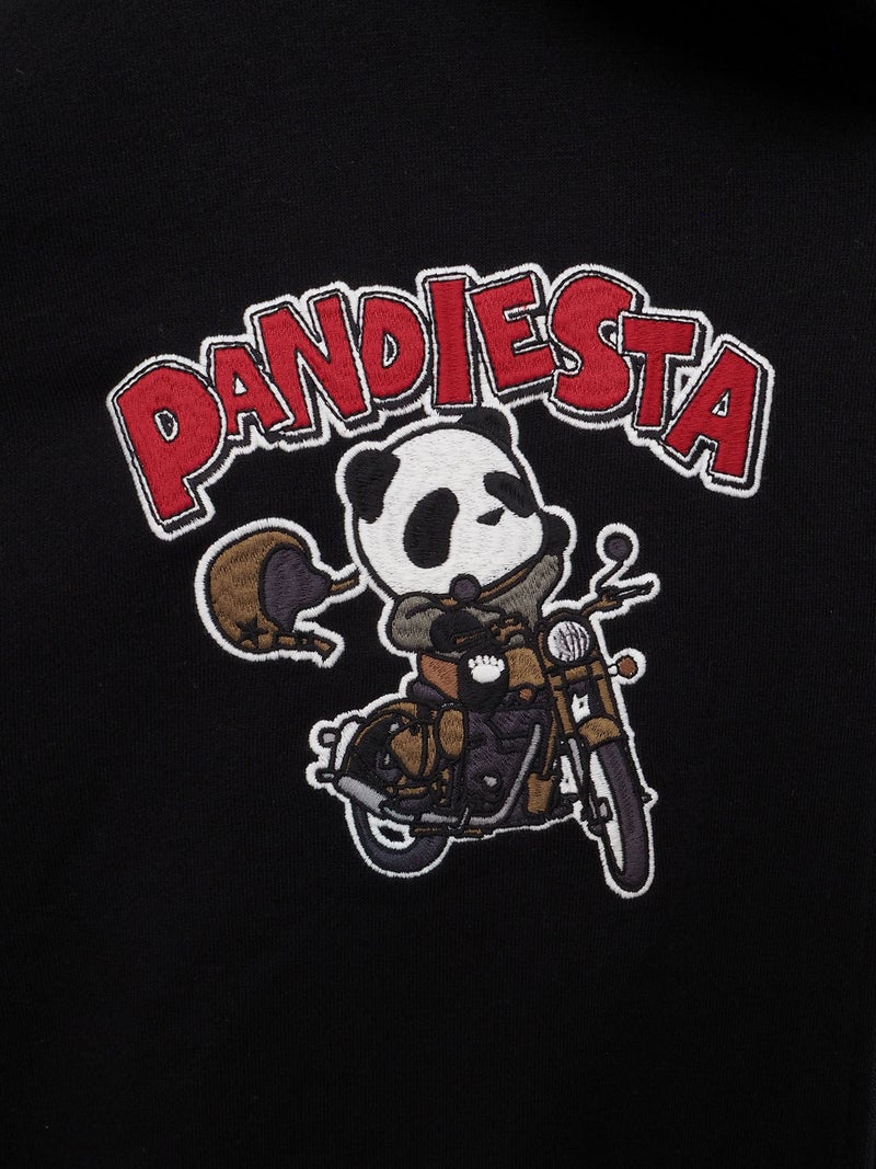 【PANDIESTA JAPAN】“タンデムバイクパンダ”ミリタリー風刺入りZIPパーカー